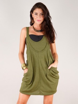 Hauts Toonzshop Palani Sleeveless Tunic Femme Vert kaki | BOWJ02589