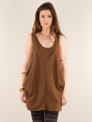 Hauts Toonzshop Palani Sleeveless Tunic Femme Orange Marron | VNSY09647