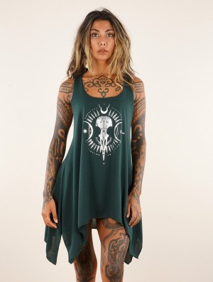Hauts Toonzshop Ridaloo Printed Knotted Sleeveless Tunic Femme Argent | SXIL13650