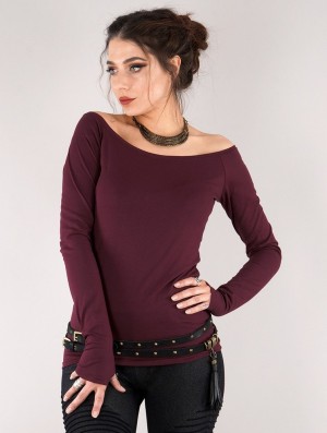 Hauts Toonzshop Saädiya Long Sleeve Top Femme Wine | EUAC16925