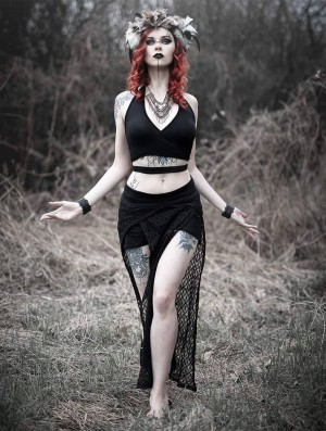 Jupe Toonzshop Creature Crochet Skirt Femme Noir | AEUB13056