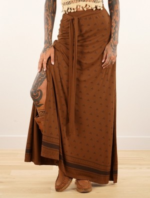 Jupe Toonzshop Eressea Umbas Printed Long Skirt Femme Goldenbrown | OXPS17269