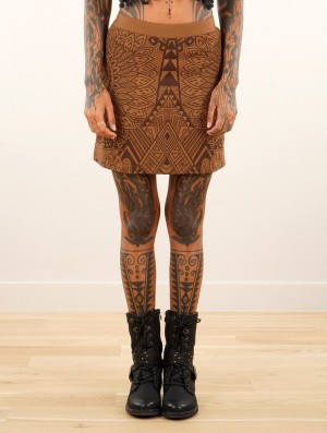 Jupe Toonzshop Minthara Africa Printed Mini Skirt Femme Caramel | QDOB36107