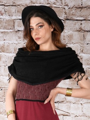 Peignoir Toonzshop Koöna Large Snood Collar Femme Noir | PAET85462