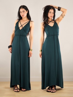 Peignoir Toonzshop Lazüli Loose And Reversible Strappy Long Dress Femme Paon | WQRL83140