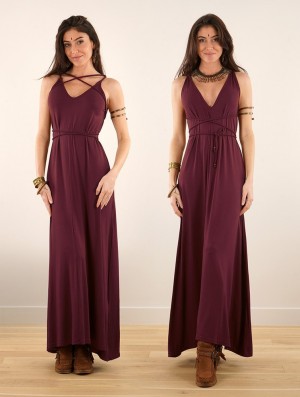 Peignoir Toonzshop Lazüli Loose And Reversible Strappy Long Dress Femme Wine | OFZK69215