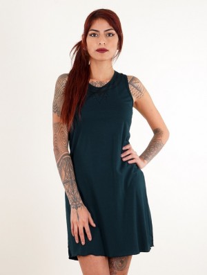 Peignoir Toonzshop Lotus Vairë Printed Sleeveless Short Dress Femme Bleu | GWHF35280