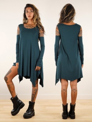 Peignoir Toonzshop Luinila Short Dress With Detachable Sleeves Femme Teal | BINR01379
