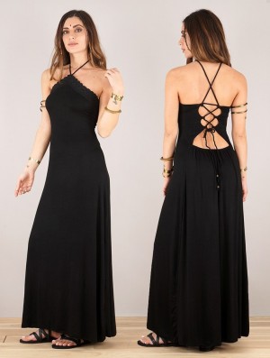 Peignoir Toonzshop Lüune Sleeveless Long Dress Femme Noir | UQDI92107