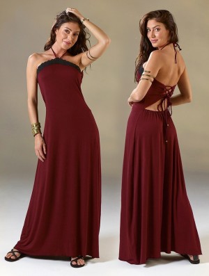 Peignoir Toonzshop Lüune Sleeveless Long Dress Femme Wine | QFJL37419
