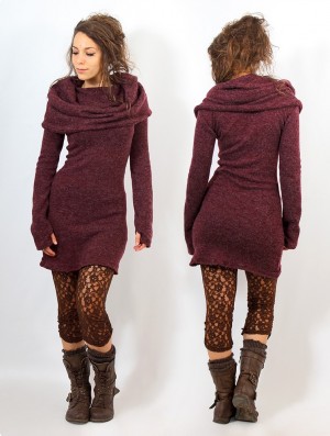 Peignoir Toonzshop Mantra Sweater Dress Femme Mottled wine | HBIW72341